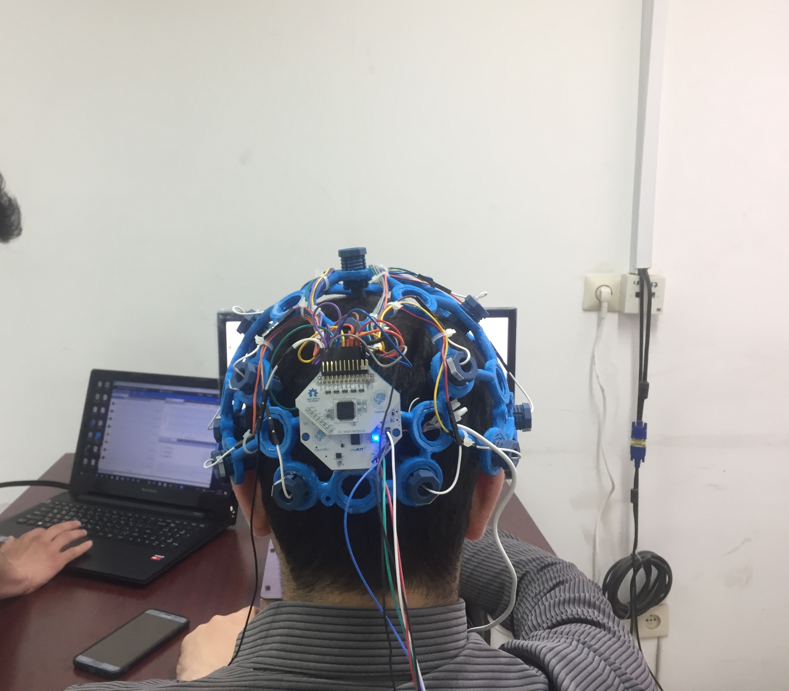 OpenBCI board and electrodes