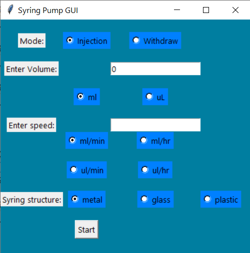 The syringe pump GUI